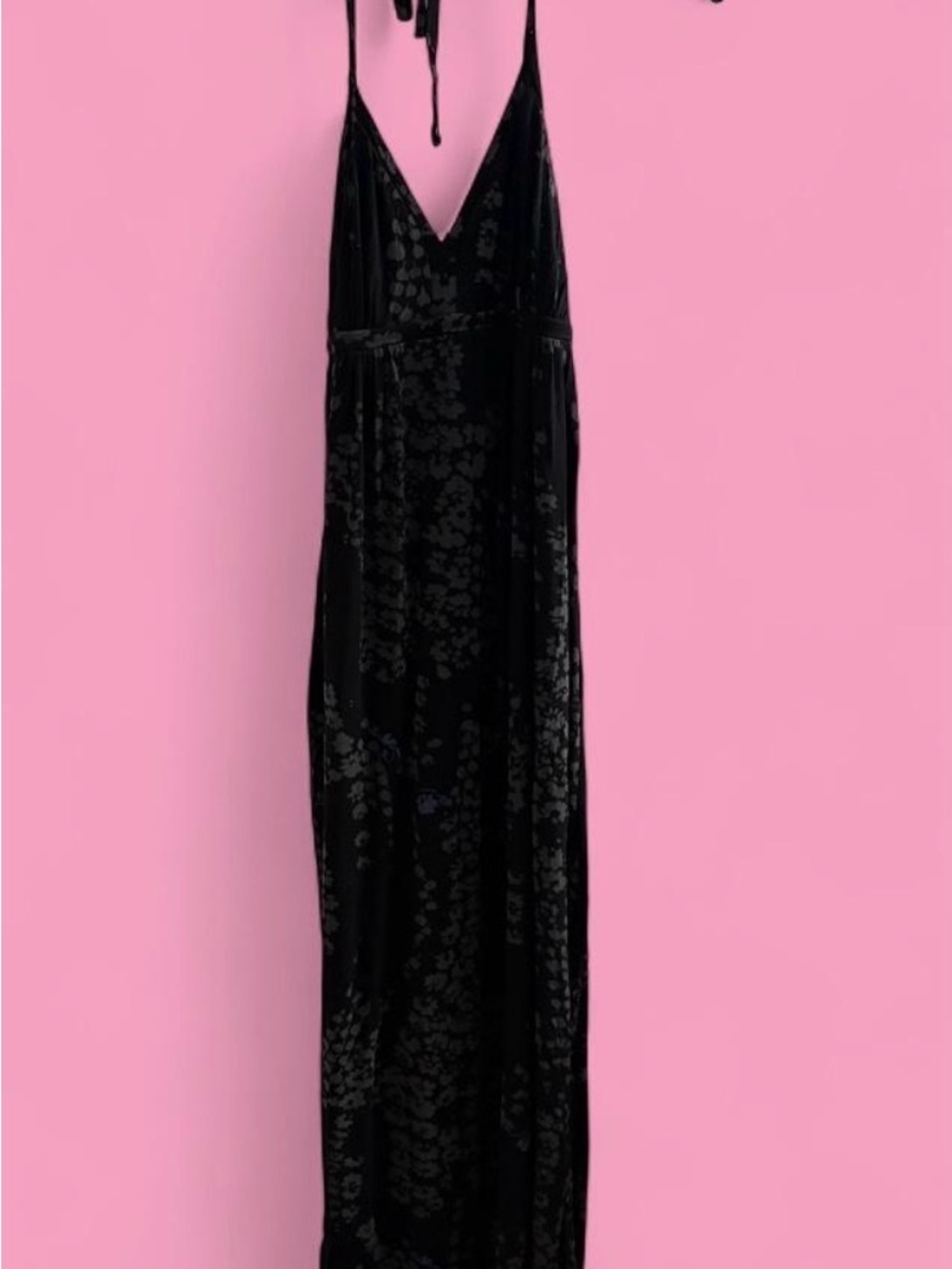 Express Black Velvet Floral Maxi Slip Dress